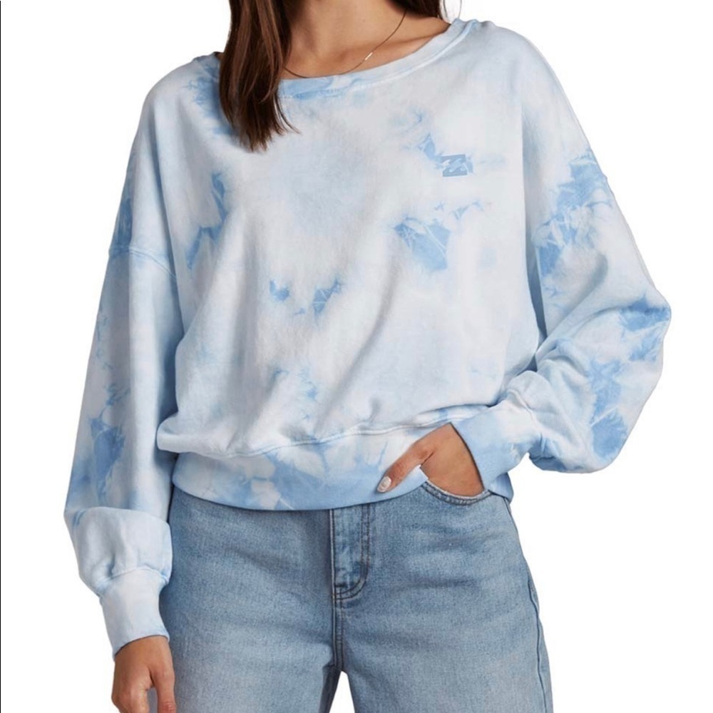 NEW Billabong Blue Tie Dye Lazy Way Sweatshirt US L
